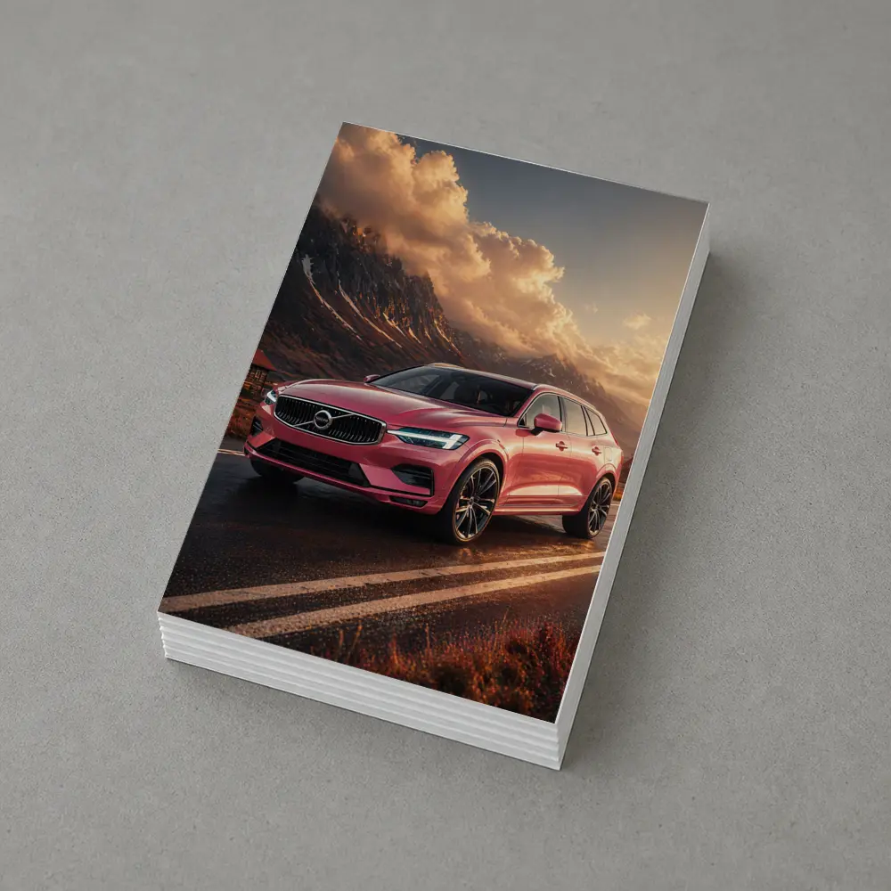 Volvo V60 Pink Road Mountain Sunset – Postcards