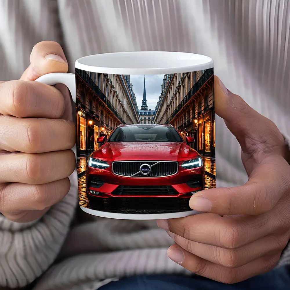 Volvo S60 Red Car Paris Street – Mugs