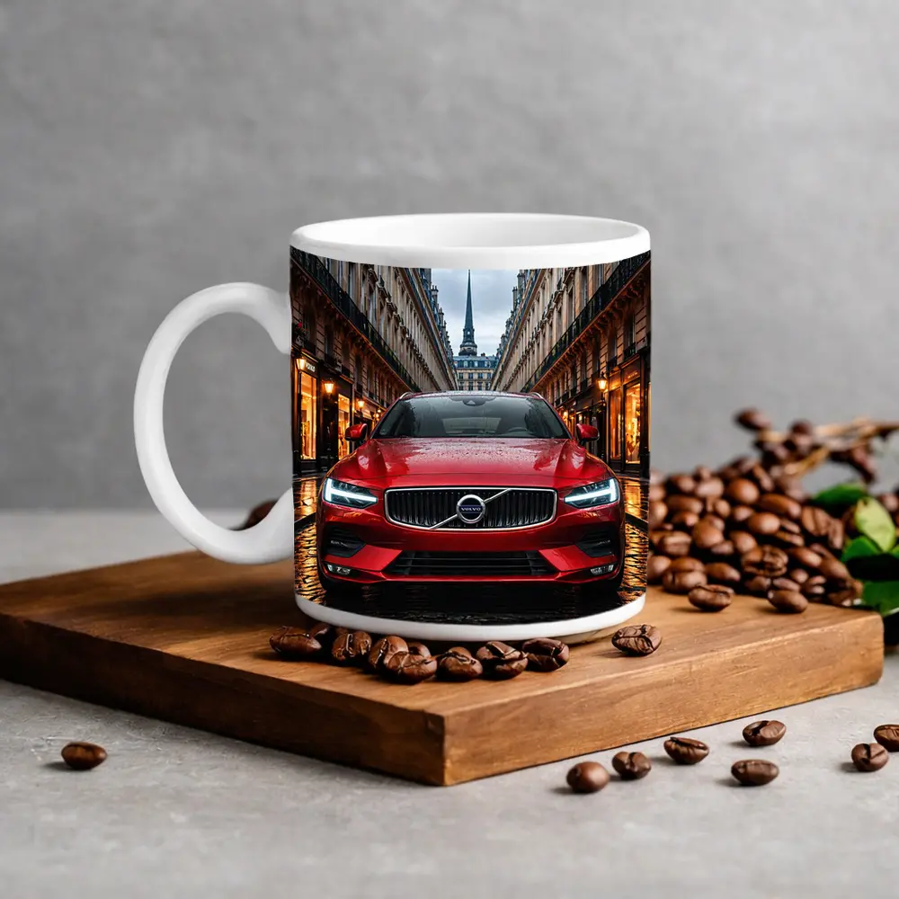 Volvo S60 Red Car Paris Street – Mugs