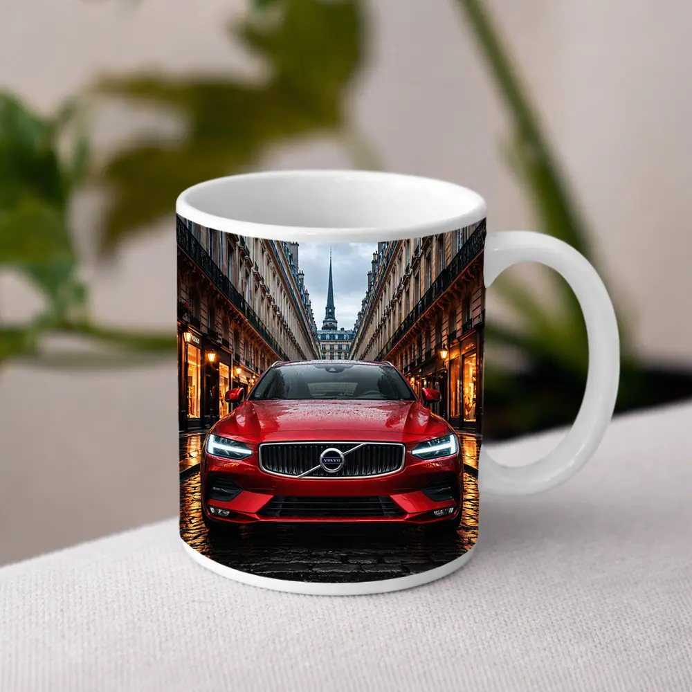 Volvo S60 Red Car Paris Street – Mugs