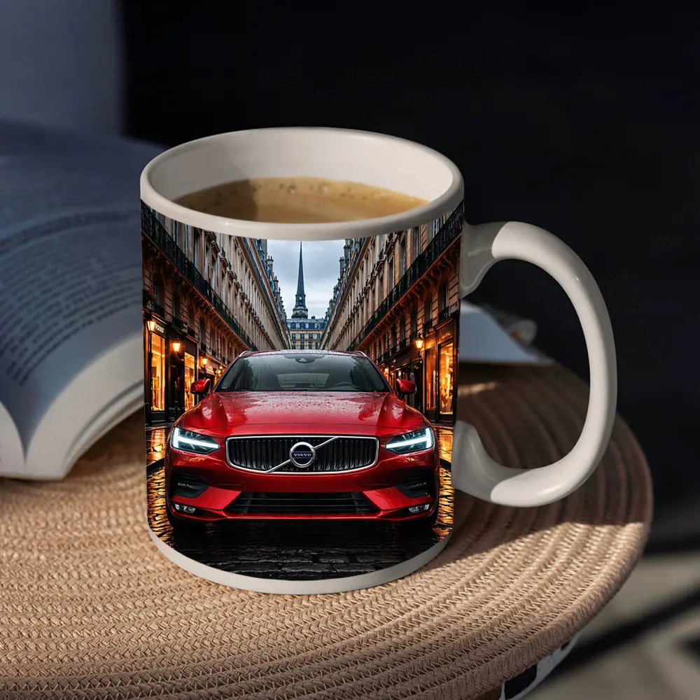 Volvo S60 Red Car Paris Street – Mugs