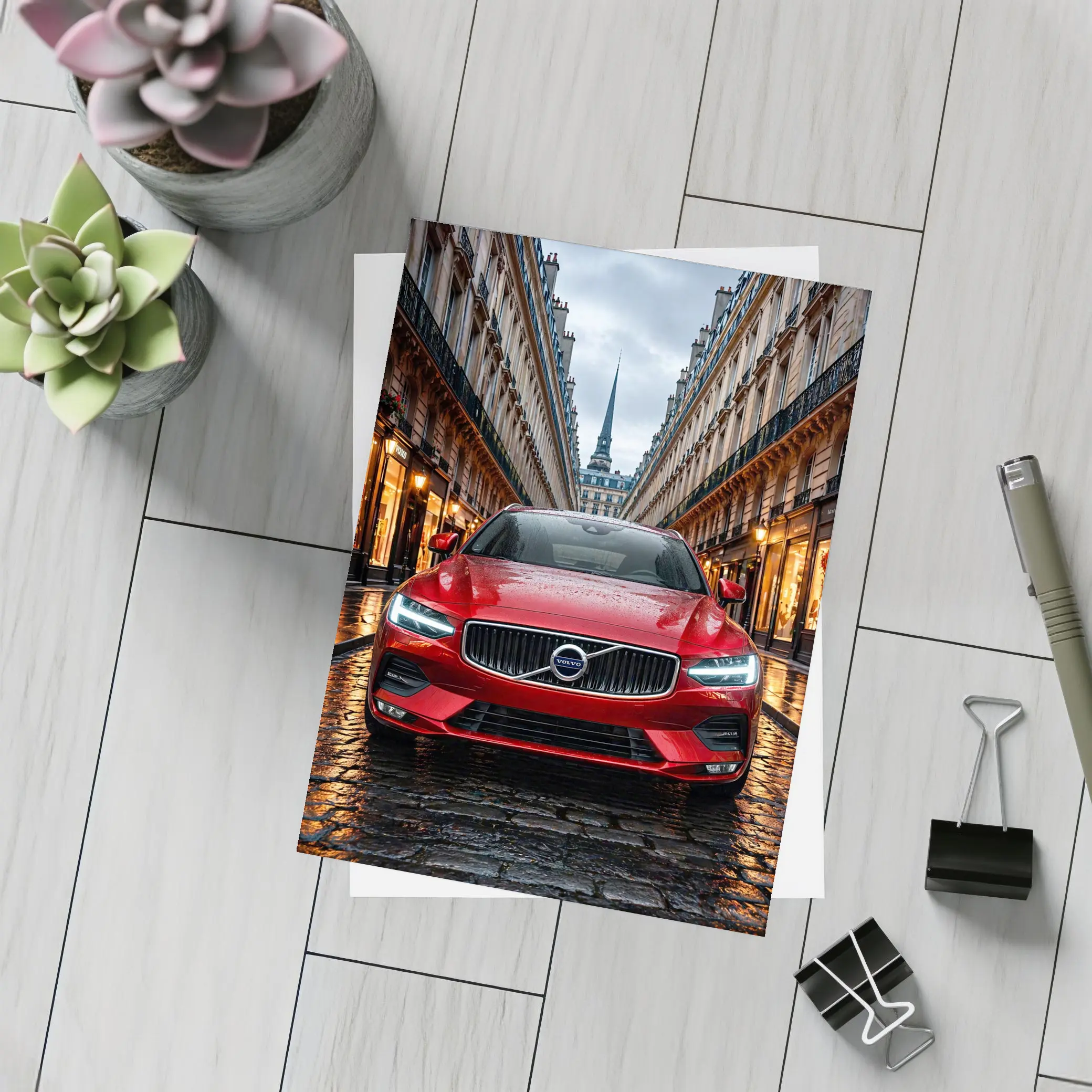 Volvo S60 Red Car Paris Street – Postcards