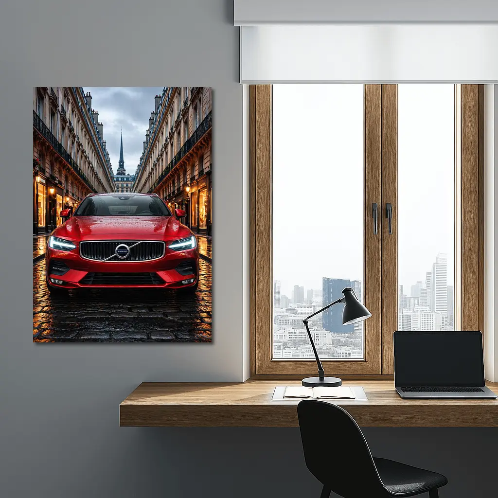 Volvo S60 Red Car Paris Street – Wall Art