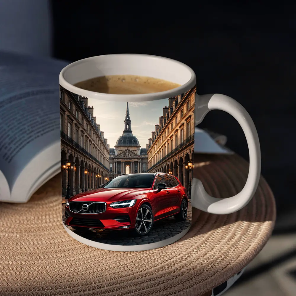 Volvo V60 Red Wagon Paris Courtyard – Mugs