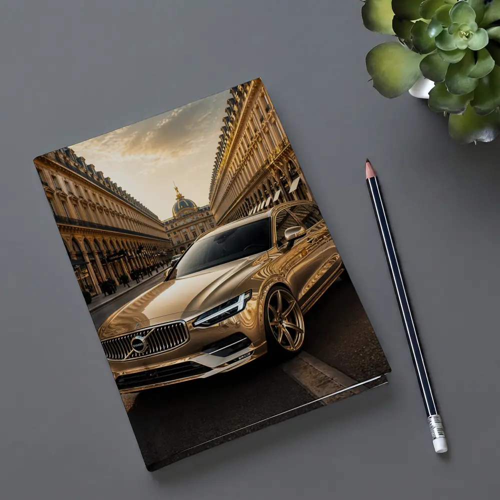 Volvo V90 Gold Paris Street Scene – Notebooks