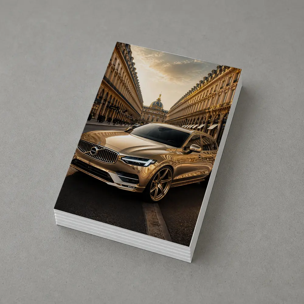 Volvo V90 Gold Paris Street Scene – Postcards