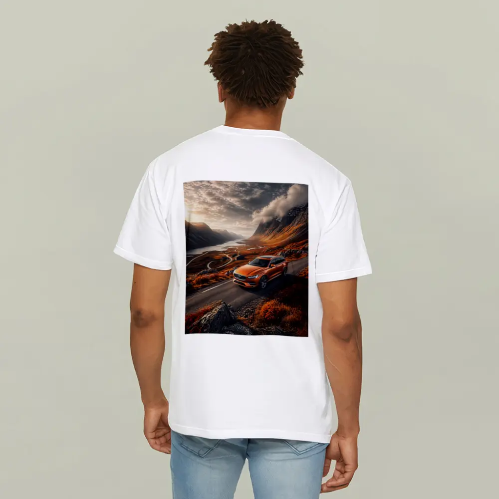 Volvo V90 Orange SUV Mountain Valley Road – T-Shirts