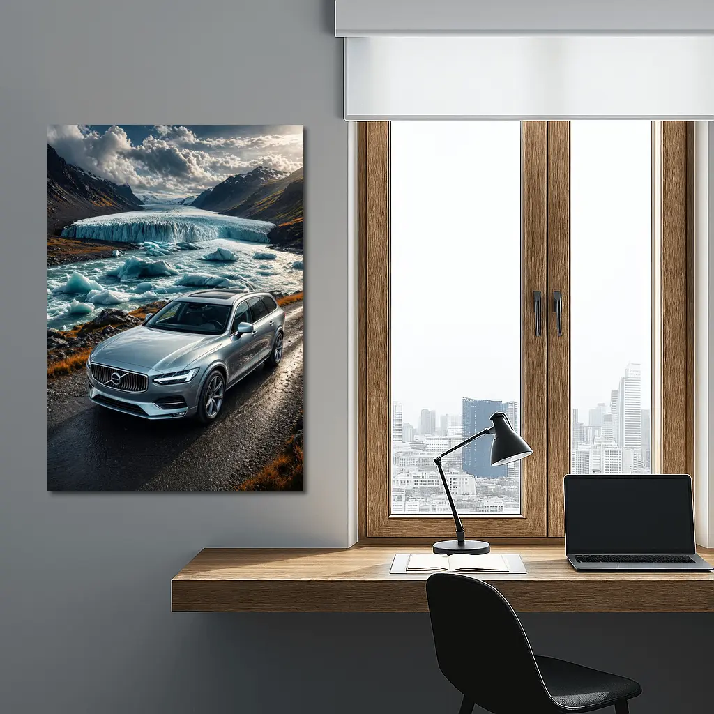 Volvo V90 Cross Country Glacial River Drive – Wall Art