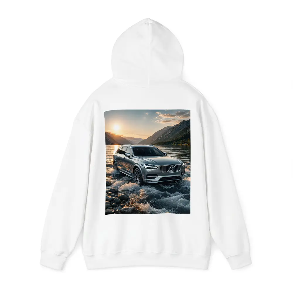 Volvo V90 Crossing River at Sunset – Hoodies