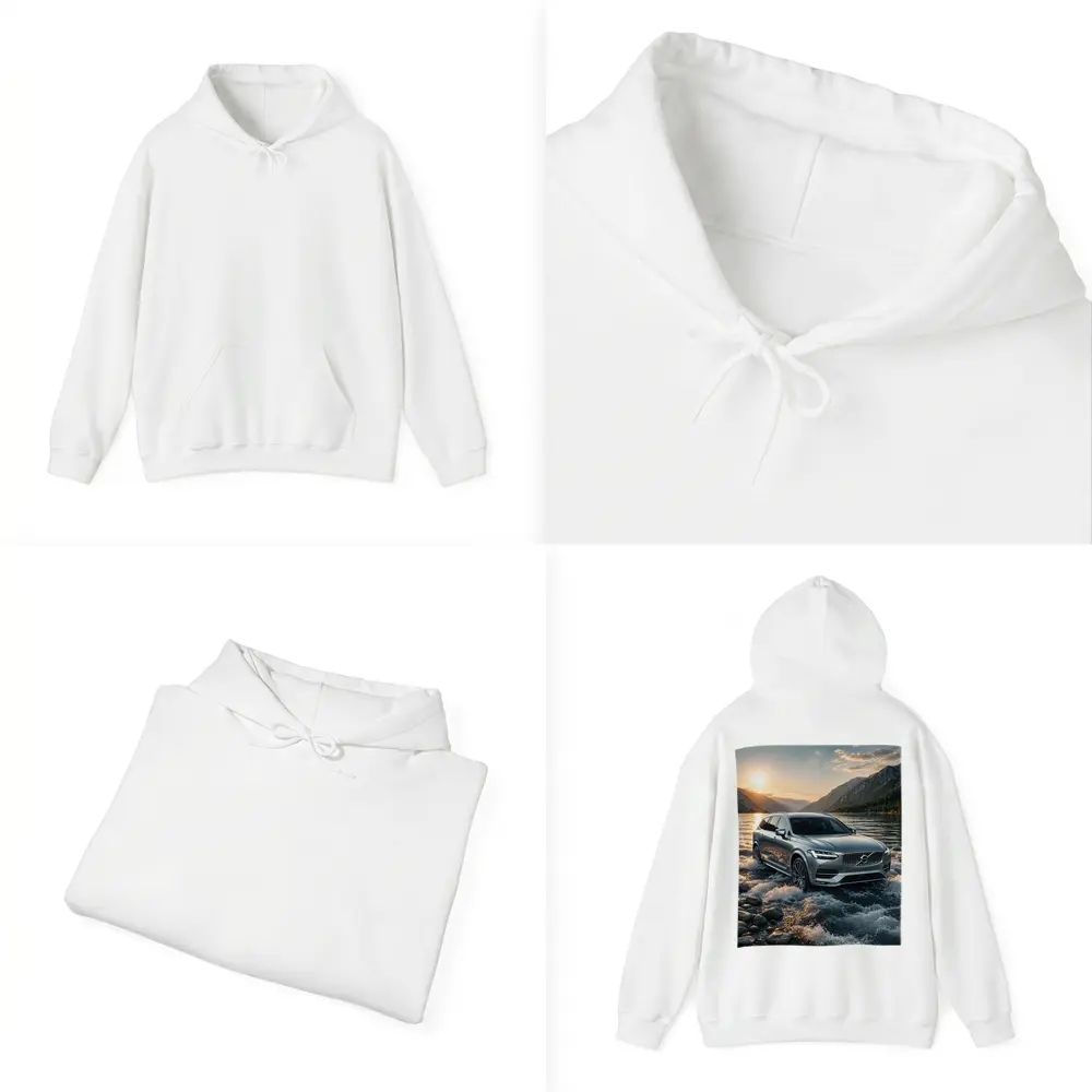 Volvo V90 Crossing River at Sunset – Hoodies