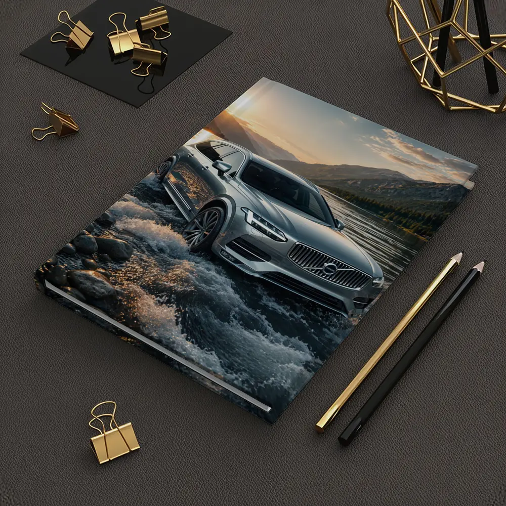 Volvo V90 Crossing River at Sunset – Notebooks