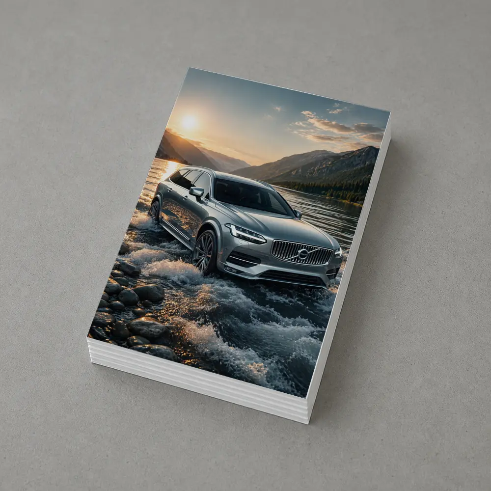Volvo V90 Crossing River at Sunset – Postcards