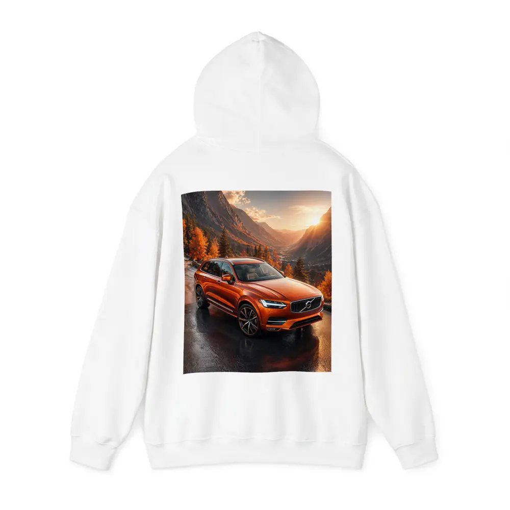 Volvo XC90 Orange SUV Mountain Sunset Road – Hoodies