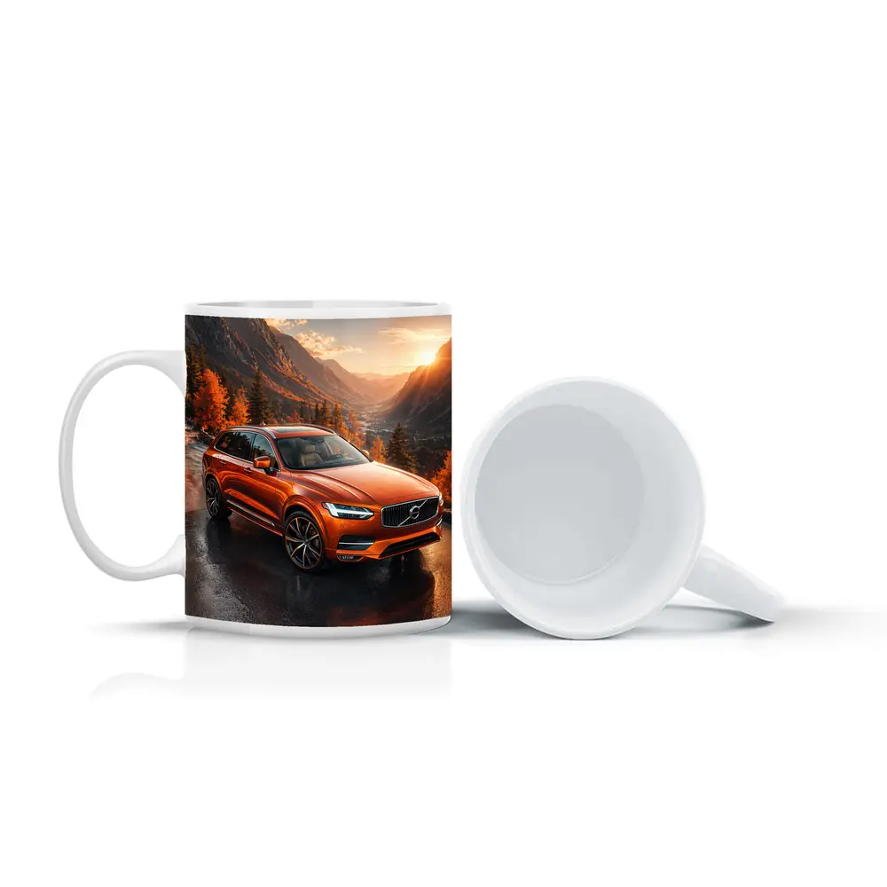 Volvo XC90 Orange SUV Mountain Sunset Road – Mugs