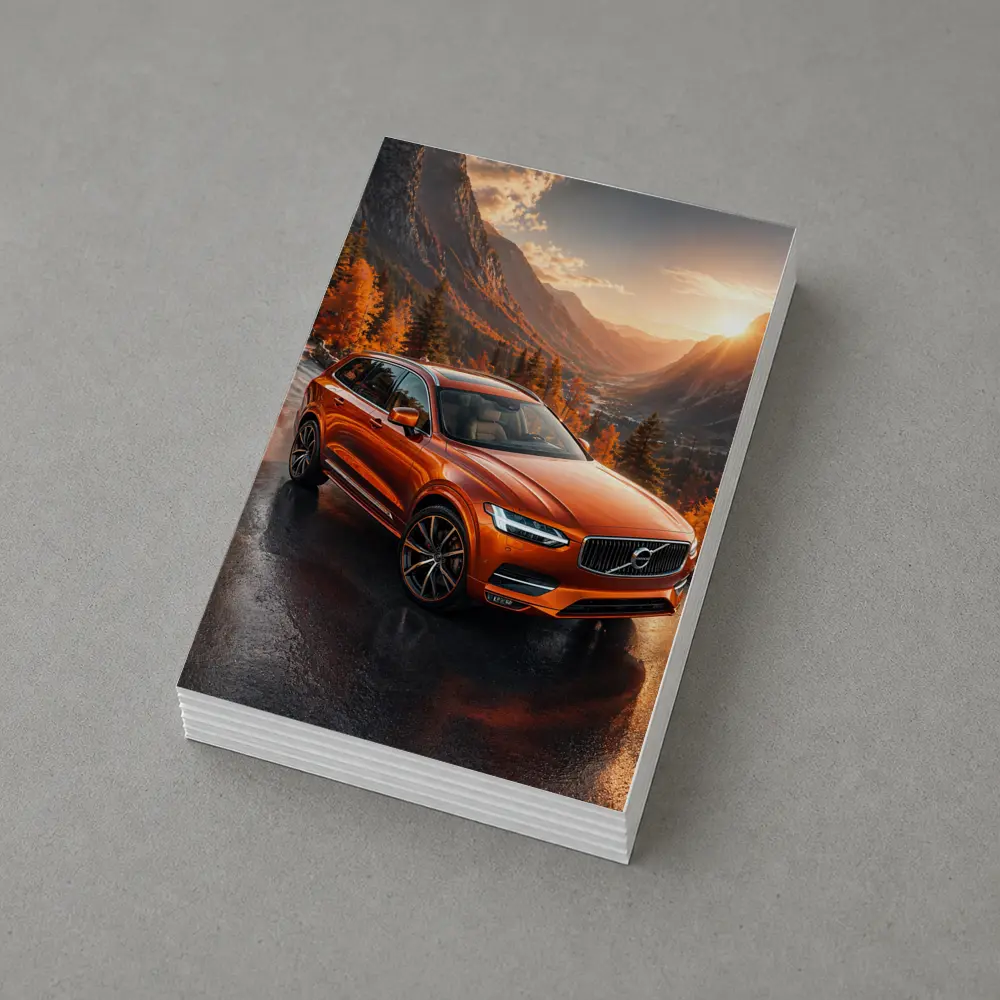 Volvo XC90 Orange SUV Mountain Sunset Road – Postcards