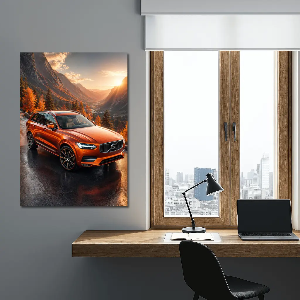 Volvo XC90 Orange SUV Mountain Sunset Road – Wall Art
