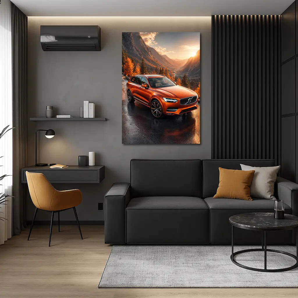 Volvo XC90 Orange SUV Mountain Sunset Road – Wall Art