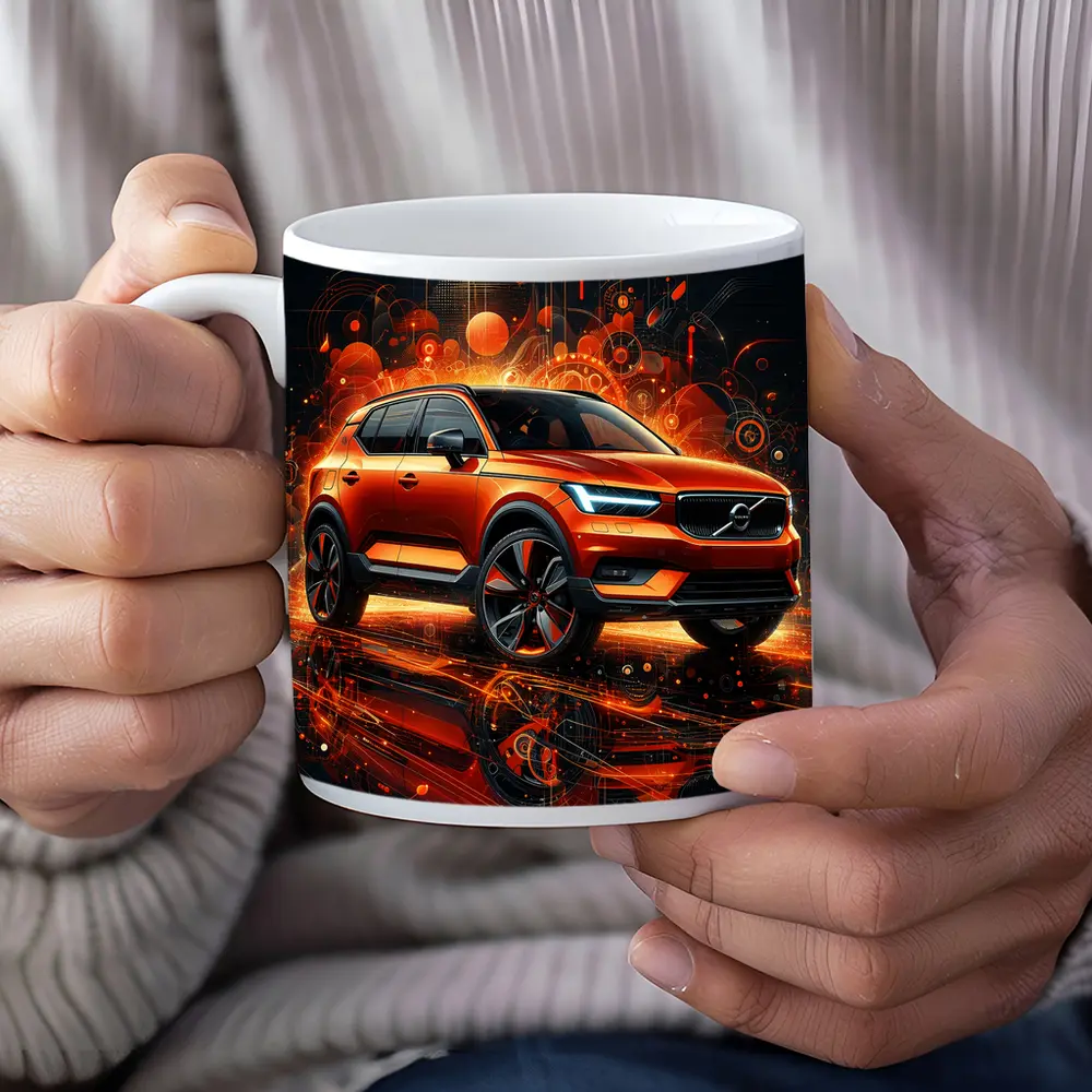 Volvo XC40 Orange Abstract Digital Art – Mugs