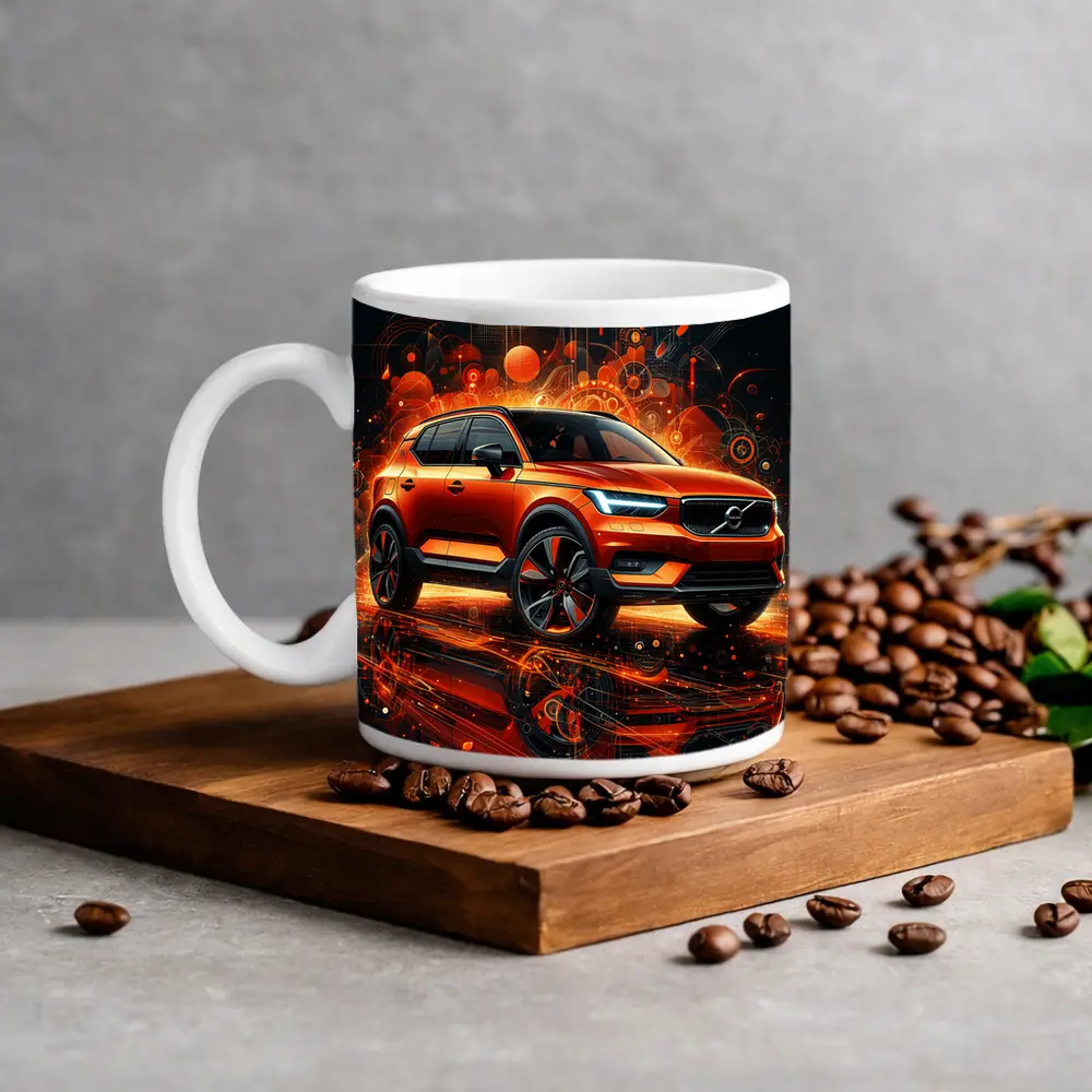 Volvo XC40 Orange Abstract Digital Art – Mugs