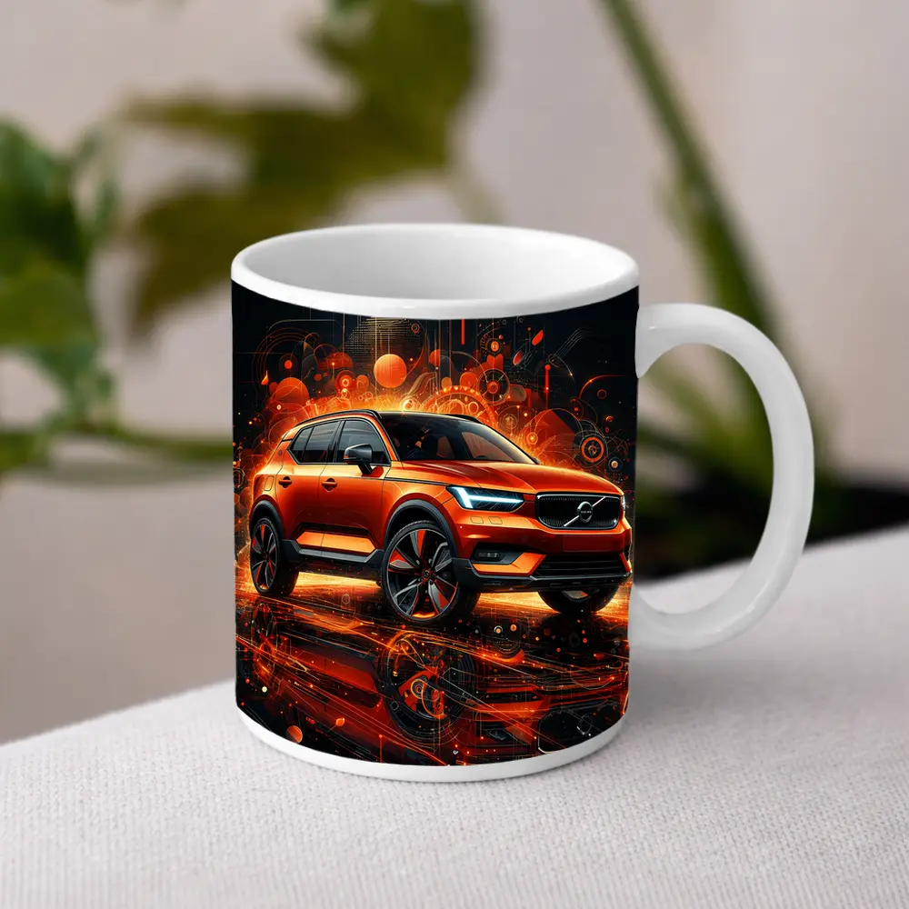 Volvo XC40 Orange Abstract Digital Art – Mugs