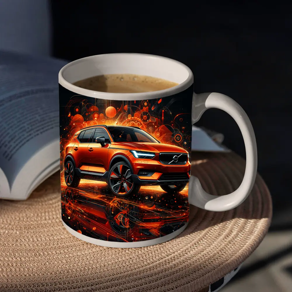 Volvo XC40 Orange Abstract Digital Art – Mugs