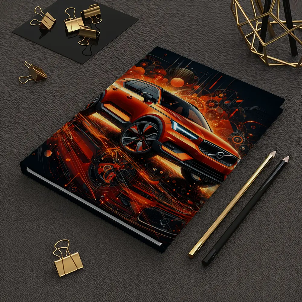 Volvo XC40 Orange Abstract Digital Art – Notebooks