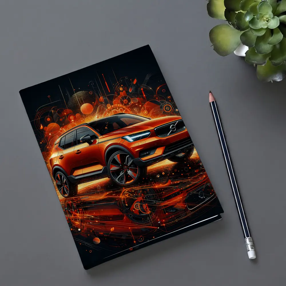 Volvo XC40 Orange Abstract Digital Art – Notebooks