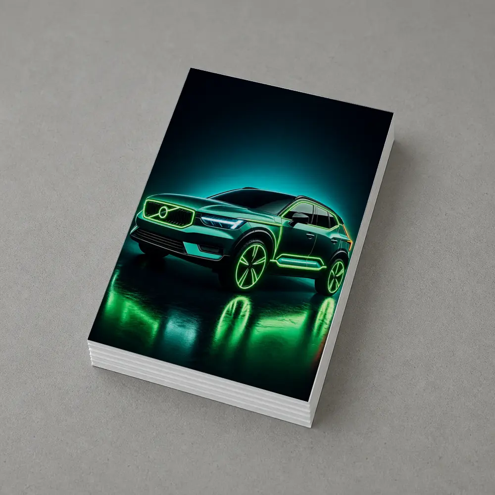 Volvo XC40 Neon Green Dark Studio – Postcards