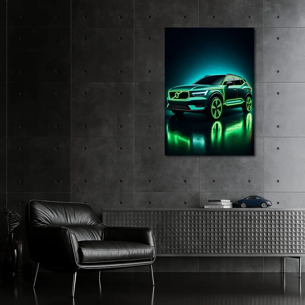 Volvo XC40 Neon Green Dark Studio – Wall Art