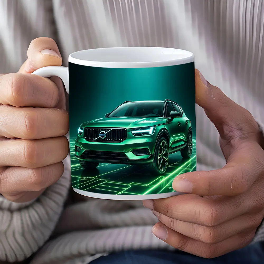 Volvo XC40 Green Neon Glow Art – Mugs
