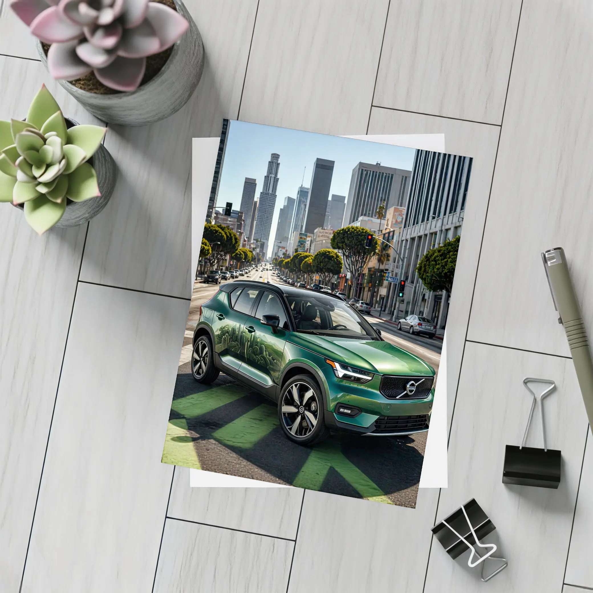 Volvo XC40 Green SUV Los Angeles Street – Postcards