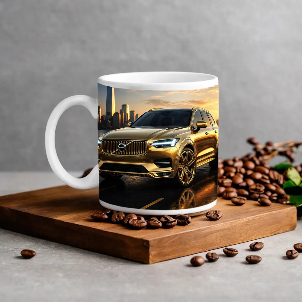 Volvo XC60 Gold City Skyline Sunset – Mugs