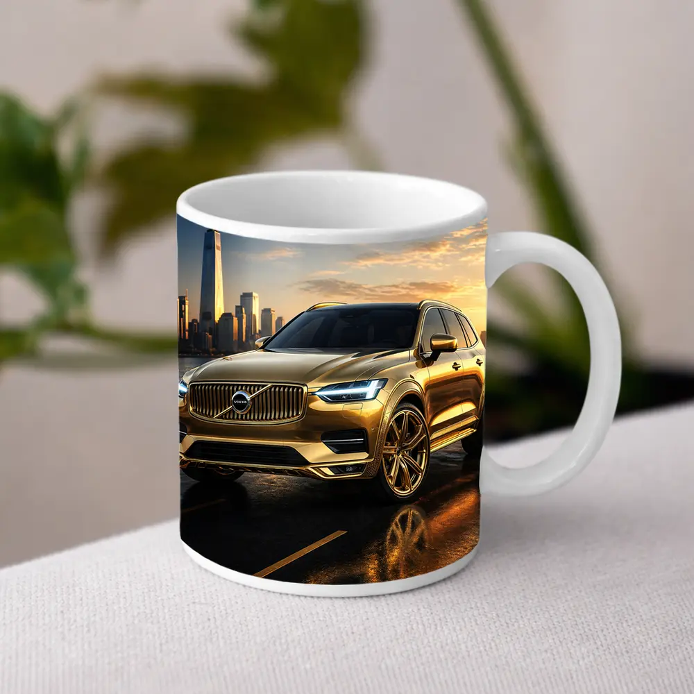 Volvo XC60 Gold City Skyline Sunset – Mugs