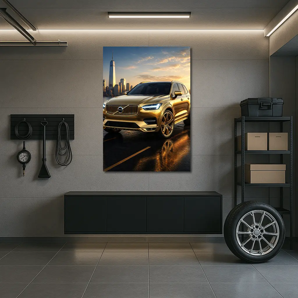 Volvo XC60 Gold City Skyline Sunset – Wall Art
