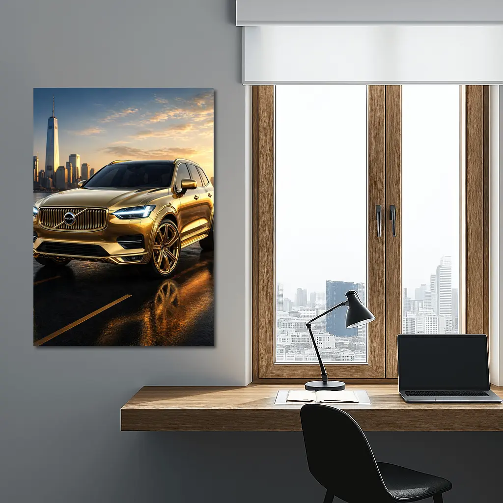 Volvo XC60 Gold City Skyline Sunset – Wall Art