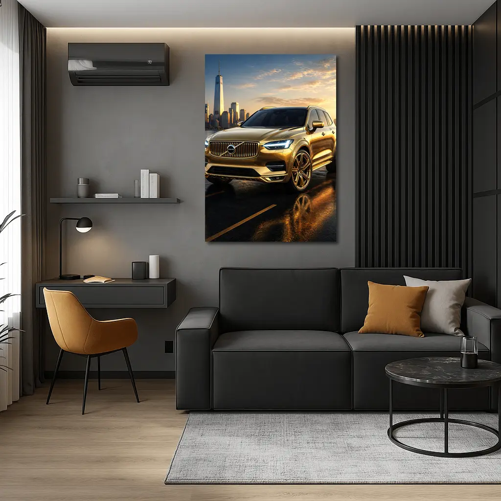 Volvo XC60 Gold City Skyline Sunset – Wall Art