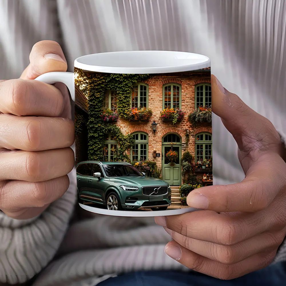 Volvo XC90 Parked Outside Charming Brick House – Mugs