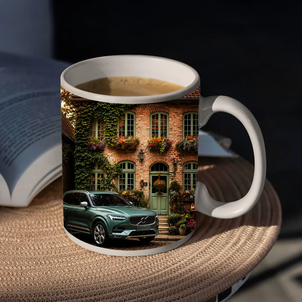 Volvo XC90 Parked Outside Charming Brick House – Mugs