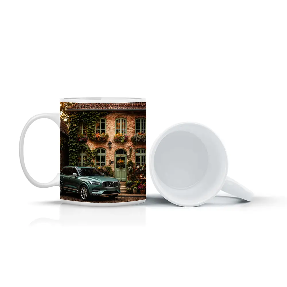 Volvo XC90 Parked Outside Charming Brick House – Mugs