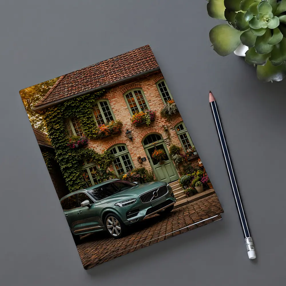 Volvo XC90 Parked Outside Charming Brick House – Notebooks