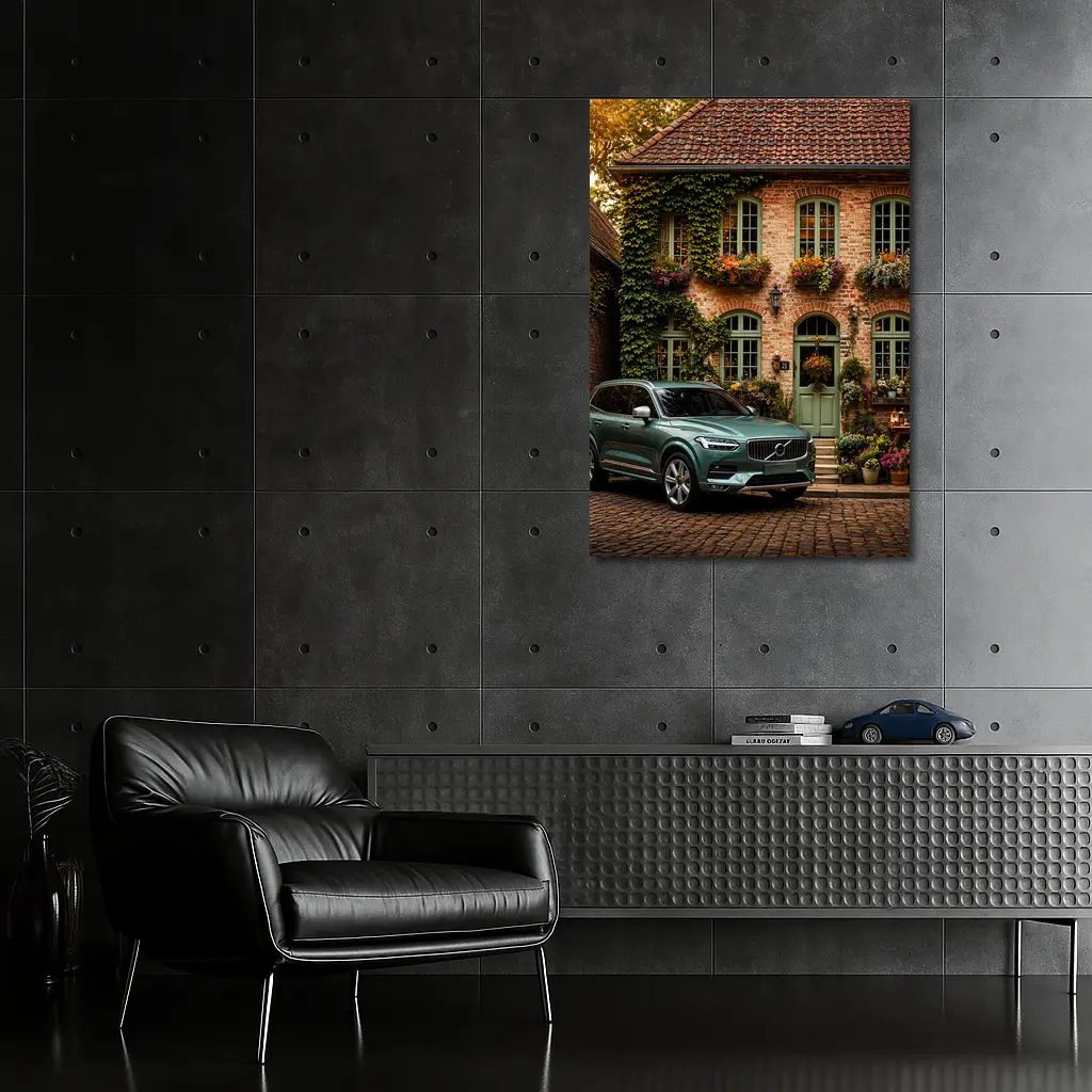 Volvo XC90 Parked Outside Charming Brick House – Wall Art
