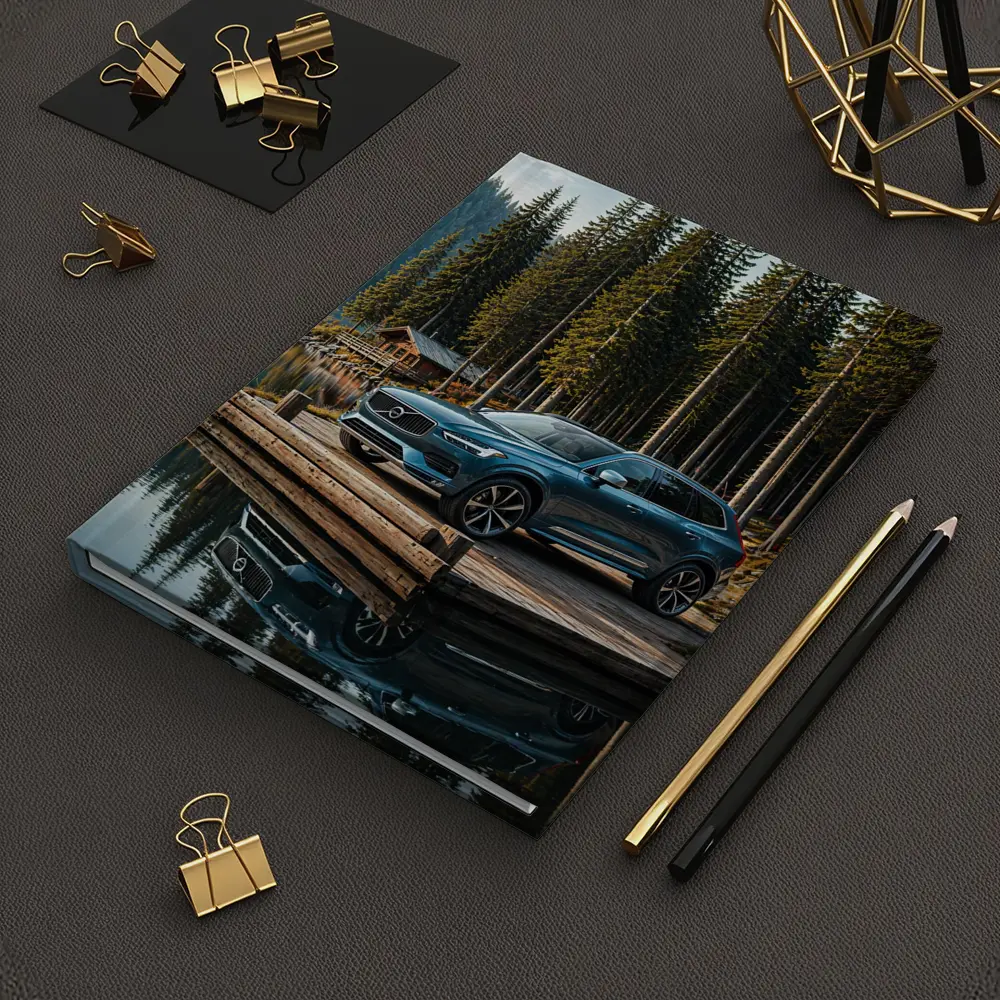 Volvo XC60 Parked on Lakeside Forest Dock – Notebooks