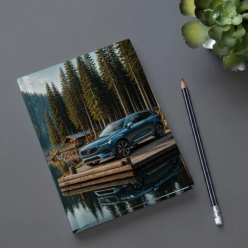 Volvo XC60 Parked on Lakeside Forest Dock – Notebooks