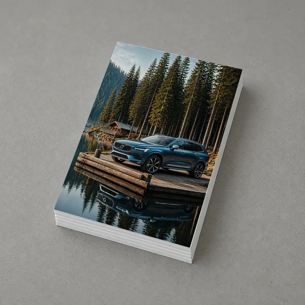 Volvo XC60 Parked on Lakeside Forest Dock – Postcards