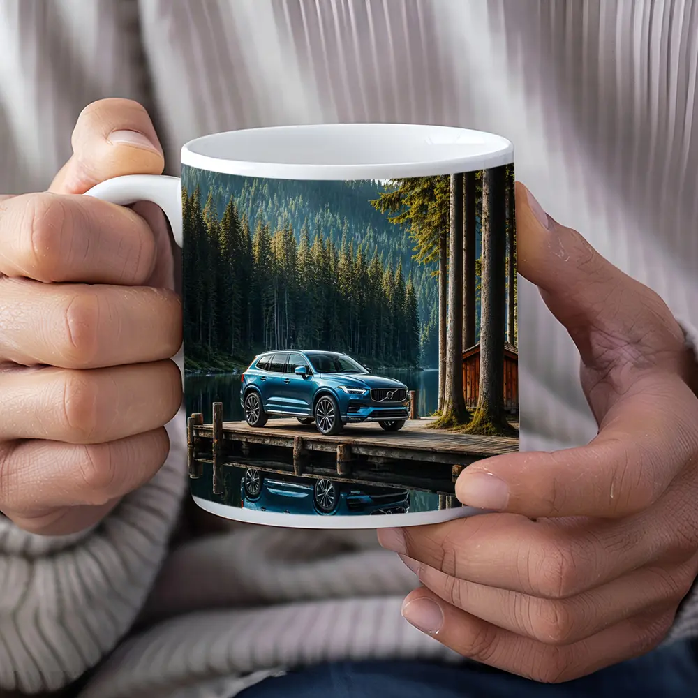 Volvo XC60 Parked By Mountain Lake – Mugs