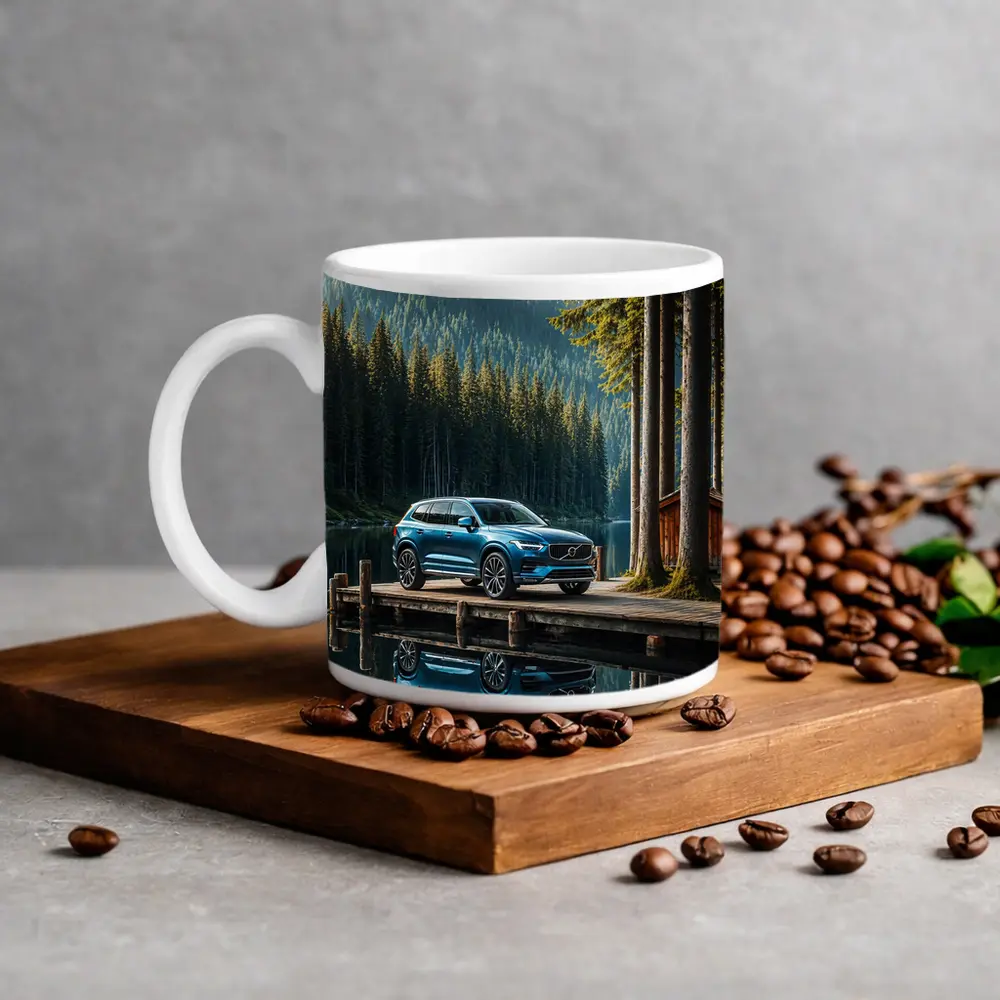 Volvo XC60 Parked By Mountain Lake – Mugs