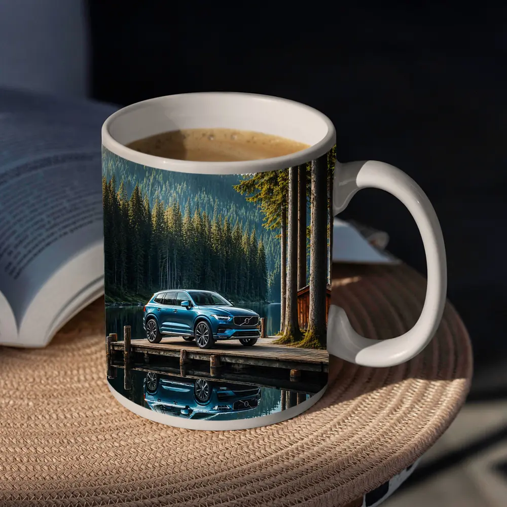 Volvo XC60 Parked By Mountain Lake – Mugs