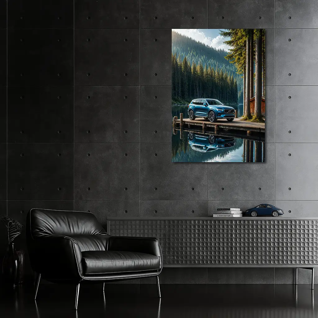 Volvo XC60 Parked By Mountain Lake – Wall Art