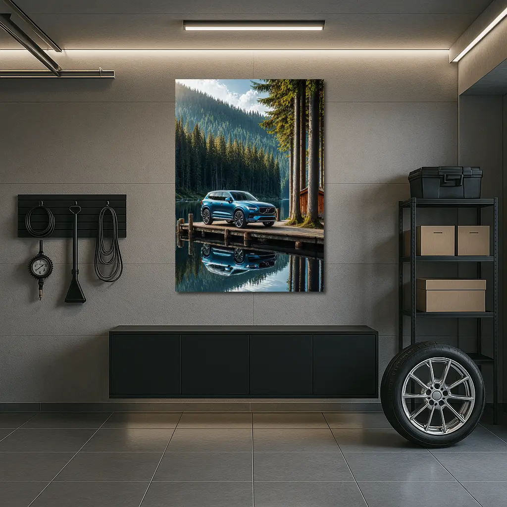 Volvo XC60 Parked By Mountain Lake – Wall Art