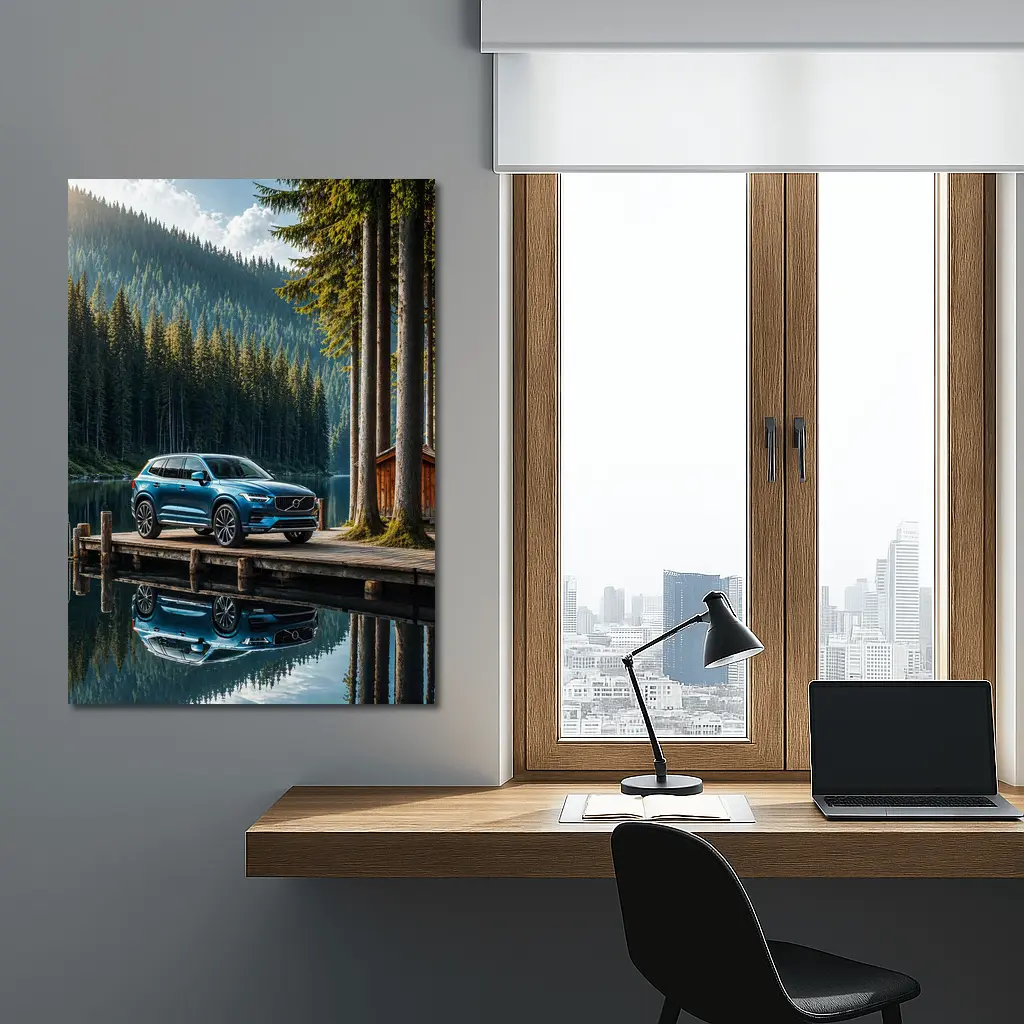 Volvo XC60 Parked By Mountain Lake – Wall Art